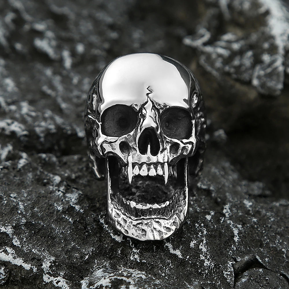 Gothic Vampire Skull Rings Polished