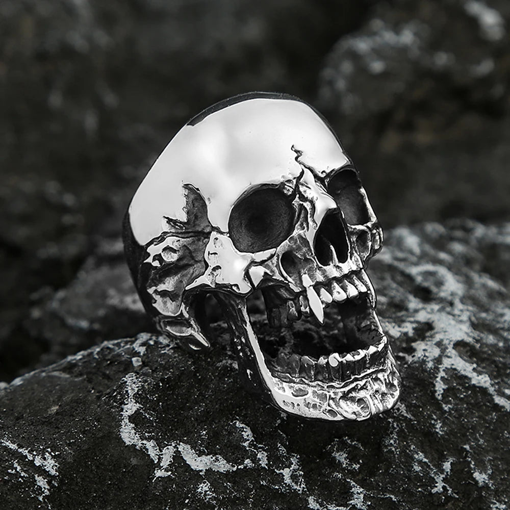 Gothic Vampire Skull Rings Polished