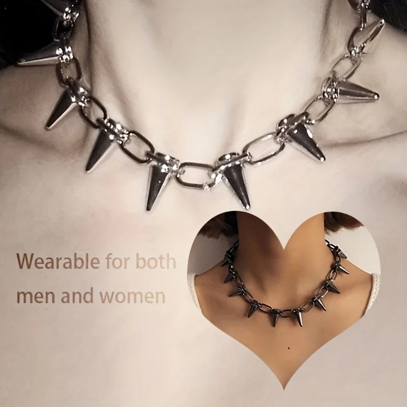 Punk Studded Rivet Spikes Necklace