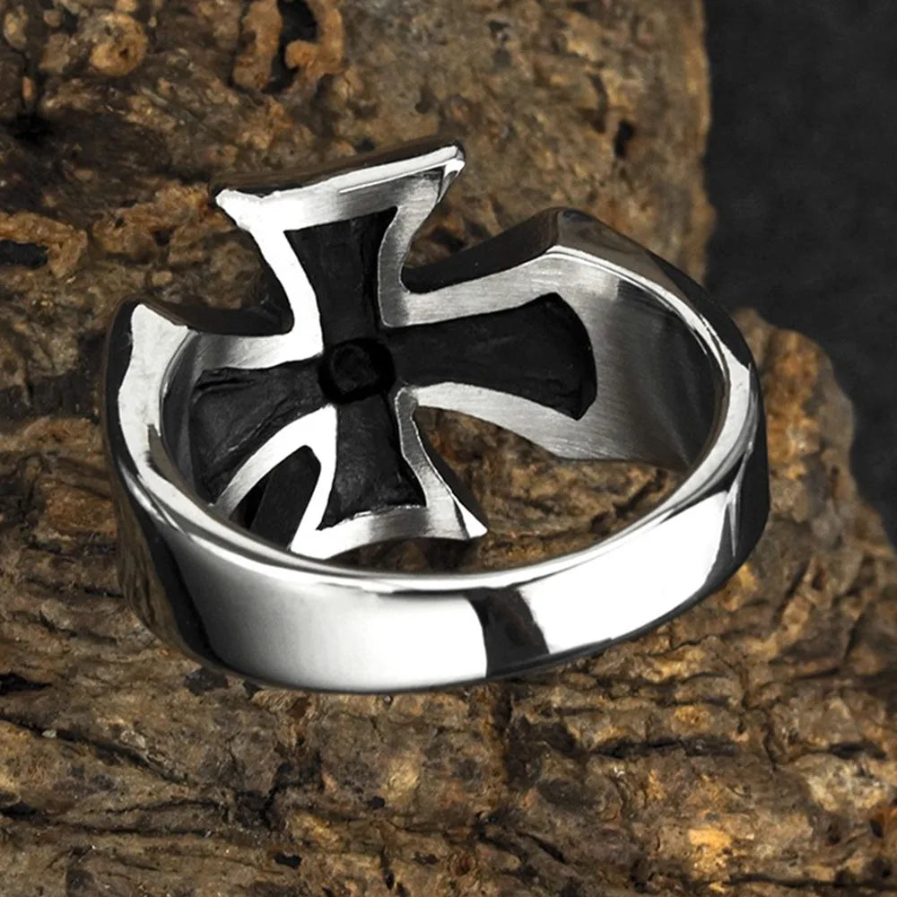 European and American vintage cross skull personality ring no rust men's titanium steel ring jewellery wholesale