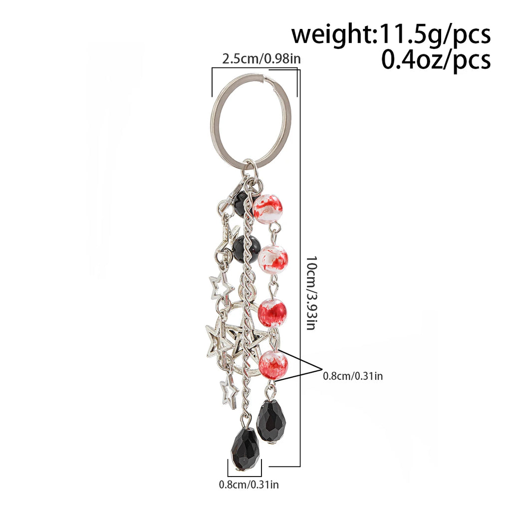 IngeSight.Z New Goth Black Bowknot Keychain Women 2024 Classic Cross Love Heart Key Ring Ladies Halloween Jewelry Gift