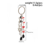 IngeSight.Z New Goth Black Bowknot Keychain Women 2024 Classic Cross Love Heart Key Ring Ladies Halloween Jewelry Gift