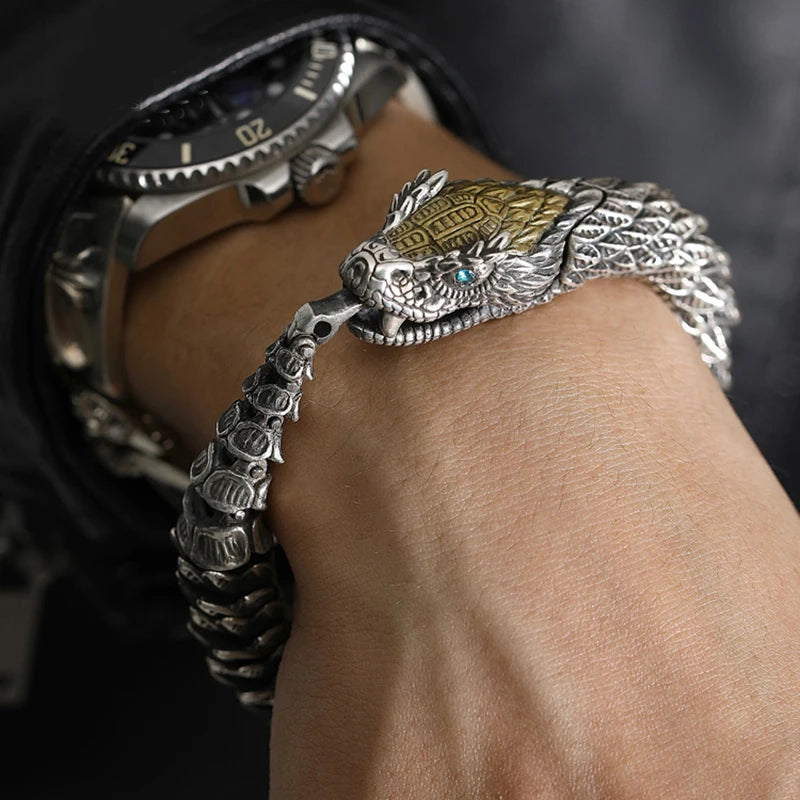 Handmade Retro Bracelet Men's High-end Sense Personality Medusa Rattlesnake Hip-hop Domineering  Series Jewelry