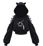 Women's Clothes Solid Color Gothic Hoddies Women's Sweatshirt Hollow Out Long Sleeve Hodded Casual Pullover Summer Autumn Y2k