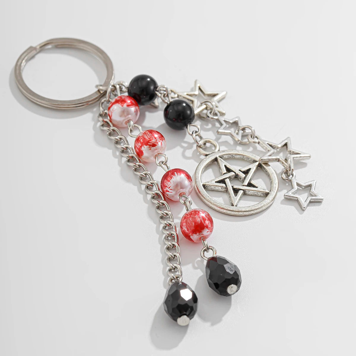 IngeSight.Z New Goth Black Bowknot Keychain Women 2024 Classic Cross Love Heart Key Ring Ladies Halloween Jewelry Gift