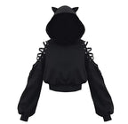 Women's Clothes Solid Color Gothic Hoddies Women's Sweatshirt Hollow Out Long Sleeve Hodded Casual Pullover Summer Autumn Y2k