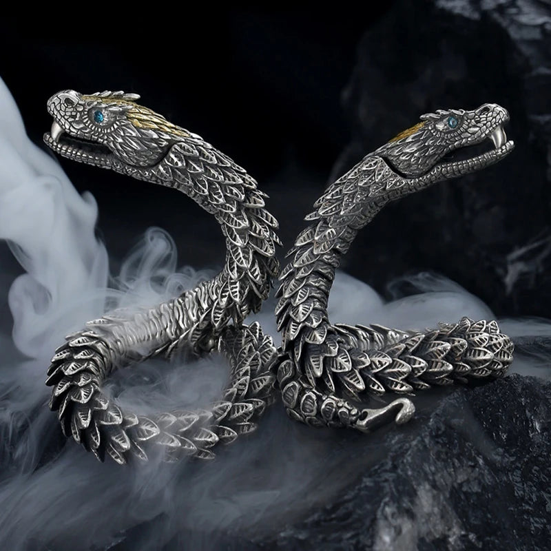 Handmade Retro Bracelet Men's High-end Sense Personality Medusa Rattlesnake Hip-hop Domineering  Series Jewelry