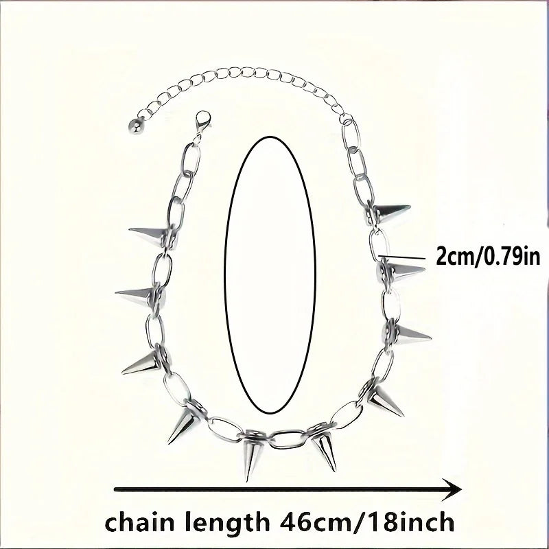 Punk Gothic Studded Rivet Spikes Necklace Vintage Choker Hip Hop Necklace For Party Birthday Valentine's Day Lovers Gifts