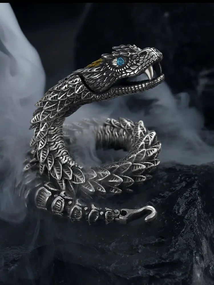 Handmade Retro Bracelet Men's High-end Sense Personality Medusa Rattlesnake Hip-hop Domineering  Series Jewelry