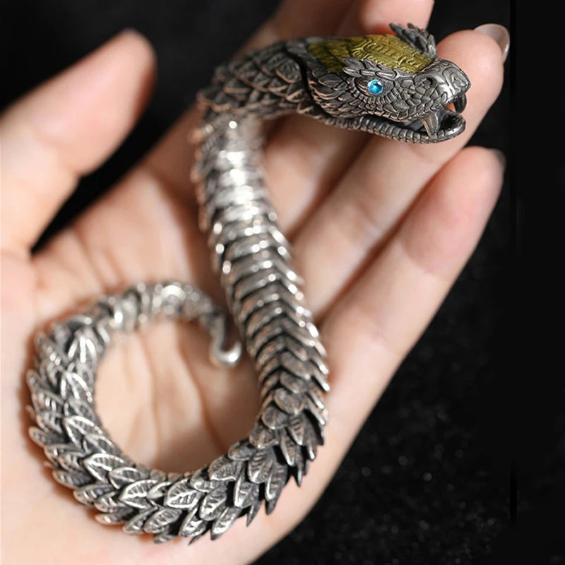 Handmade Retro Bracelet Men's High-end Sense Personality Medusa Rattlesnake Hip-hop Domineering  Series Jewelry