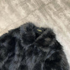 Winter Women Cotton Jacket Lapel Long Sleeve Patch Cross Short Fur Coat Black 2025 New