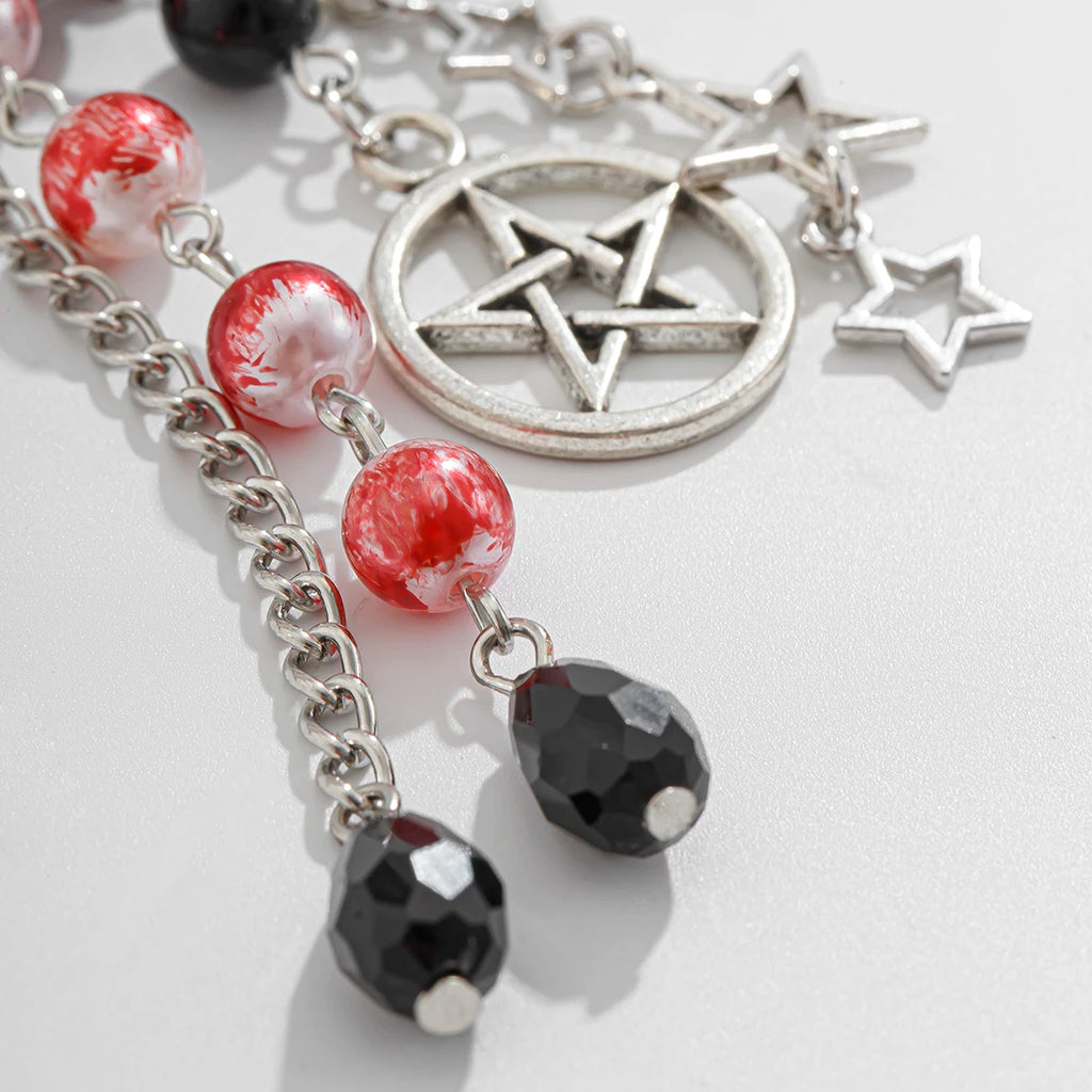 IngeSight.Z New Goth Black Bowknot Keychain Women 2024 Classic Cross Love Heart Key Ring Ladies Halloween Jewelry Gift